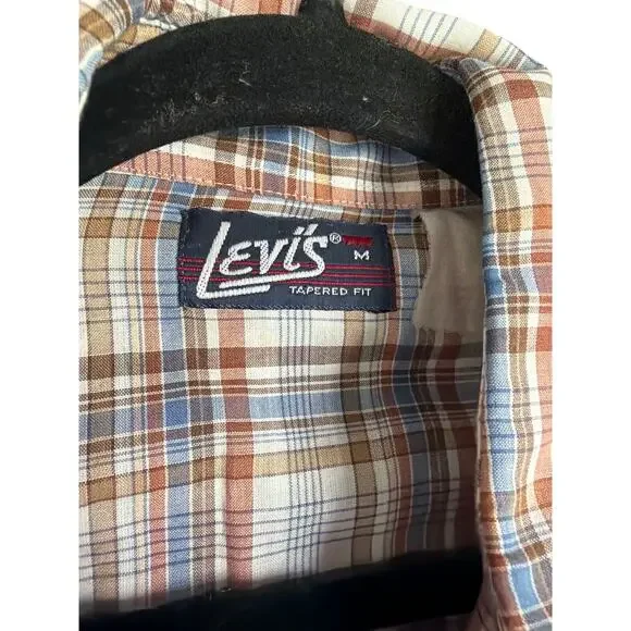 Levi’s Plaid Western Shirt M Tapered Fit Vintage Inspired Casual - Picture 4 of 5